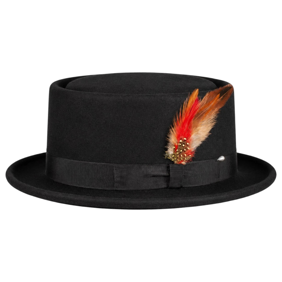 Noble Hat Co Premium Black Wool Felt Pork Pie Hat