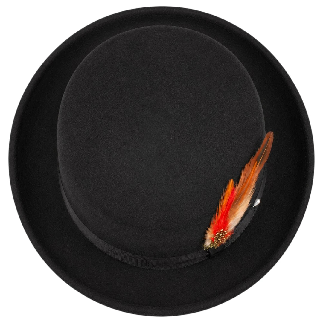 Noble Hat Co Premium Black Wool Felt Pork Pie Hat