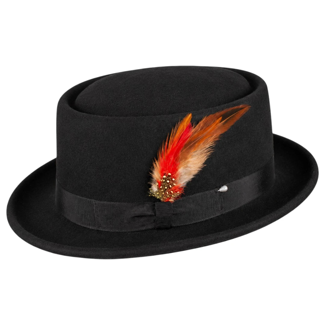 Noble Hat Co Premium Black Wool Felt Pork Pie Hat