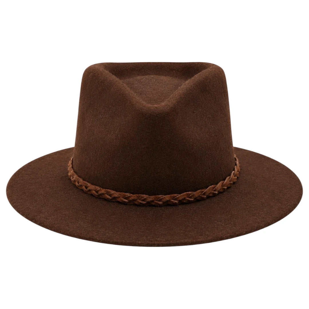 Noble Hat Co Premium Brown Wool Felt Fedora Hat
