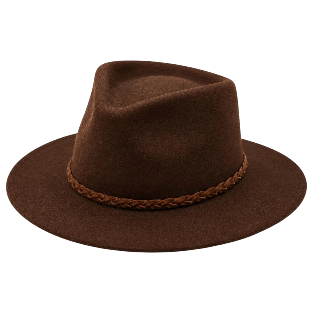 Noble Hat Co Premium Brown Wool Felt Fedora Hat